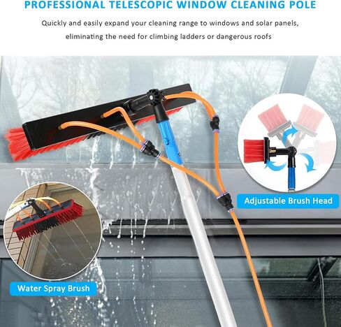 Window Cleaning Pole Water Fed Telescopic Brush Window Cleaner Kit Extendable Solar Panel Washing Equipment Cleaning Conservatory Roof in Kuwait