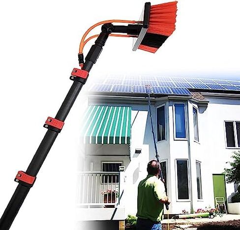 Telescopic Glass Cleaning Brush Kit3.611m Water Fed Pole for Solar Panels Household Use Rotating Brush for Efficient Window and Solar Panel Cleaning in Kuwait