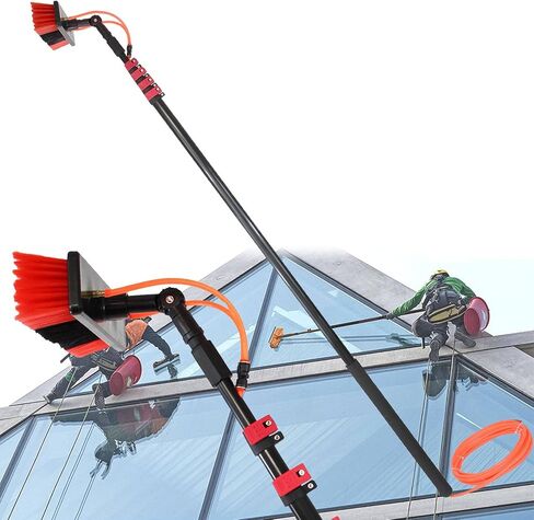 Telescopic Water Fed Brush Pole Kit20m Hose Adjustable 6M12M Reach Professional Window & Solar Panel Cleaner & Efficient Cleaning Tool for Home & Business in Kuwait