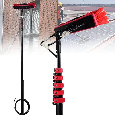 Solar Panel Cleaning Brush with Telescopic Pole (4-12M) - Water Fed, Ideal for Photovoltaic Panel, Truck, and Glass Window Cleaning in Kuwait