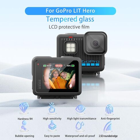 NOUKAJU Screen Protector for GoPro LIT Hero, HD Tempered Glass,9h Hardness,Scratch,Anti-Fingerprin,Tempered Glass Film Guard for GoPro LIT Hero Camera[1+1Pack] in Kuwait