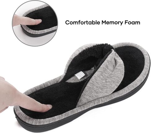 Wishcotton Women's Adjustable Memory Foam Flip Flop Slippers Cozy Lightweight Open Toe House Shoes, Grey, 9-10 Women | Ladies Indoor Slippers Summer Lightweight Open Toe House Sandals in Kuwait