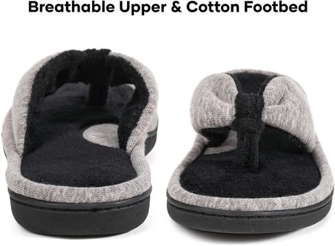 Wishcotton Women's Adjustable Memory Foam Flip Flop Slippers Cozy Lightweight Open Toe House Shoes, Grey, 9-10 Women | Ladies Indoor Slippers Summer Lightweight Open Toe House Sandals in Kuwait