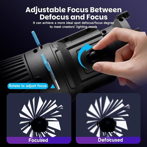 YSKE-Bowens Mount Spotlight Conical Optical Snoot kit 19°,Photography Studio Lighting Accessory with 30 Metal Gobos&5 Color Gels Focus ControlCompatible for Aputure Godox Nee*wer Profoto LED Lights in Kuwait