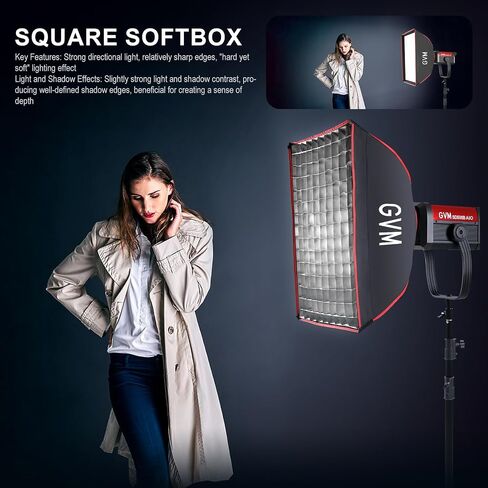 GVM Rectangular Softbox with Bowens Mount,15.75x23.6/40x60cm Grid Honeycomb Grid, Professional Portrait Photography Light Modifier for Product Shoots, Portraits in Kuwait