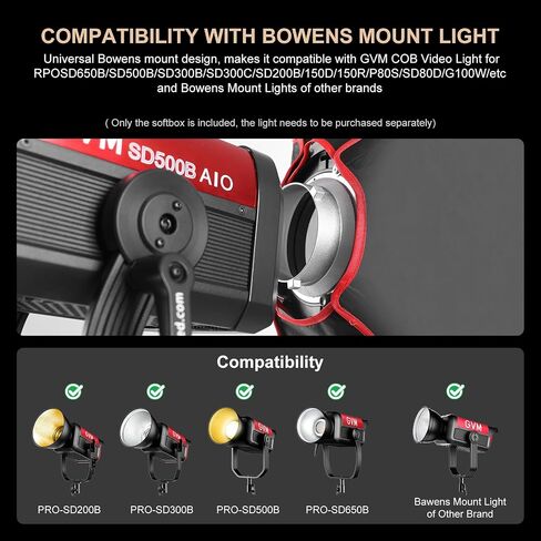 GVM Rectangular Softbox with Bowens Mount,15.75x23.6/40x60cm Grid Honeycomb Grid, Professional Portrait Photography Light Modifier for Product Shoots, Portraits in Kuwait