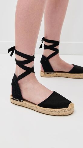 Soludos Womens Lauren Lace-Up Espadrille Noche Black 8-8.5 Medium in Kuwait