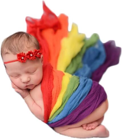 Newborn Baby Photography Props Blankets Newborn Wrap for Photoshoot Boy | Newborn Baby Photography Props Rainbow Wraps, for Boy Girl Photo Shoot Outfits Blanket,Stretchy Swaddle Blankets,Newborn Wrap in Kuwait