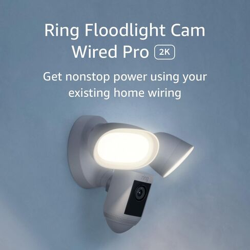 Like-New Ring Floodlight Cam Wired Pro with Bird’s Eye View and 3D Motion Detection, White in Kuwait