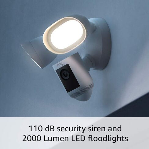 Like-New Ring Floodlight Cam Wired Pro with Bird’s Eye View and 3D Motion Detection, White in Kuwait