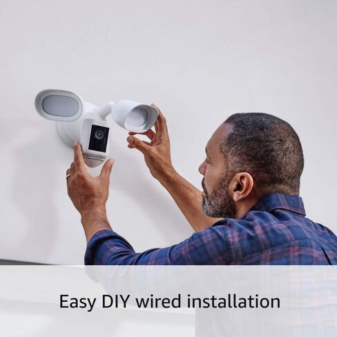 Like-New Ring Floodlight Cam Wired Pro with Bird’s Eye View and 3D Motion Detection, White in Kuwait