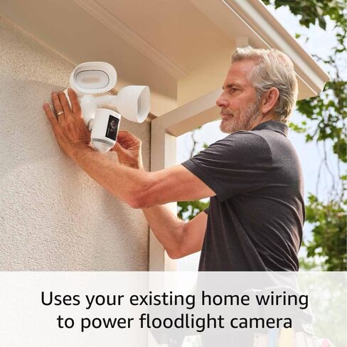 Like-New Ring Floodlight Cam Wired Pro with Bird’s Eye View and 3D Motion Detection, White in Kuwait