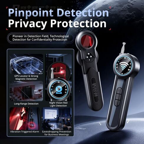 8-in-1 Hidden Camera Detector, Bug&Anti spy Detector,GPS Tracker Finder, RF Signal Detector with Telescopic Antenna, Infrared Lens Detection, Vibration & Sound Alerts, LED Flashlight in Kuwait