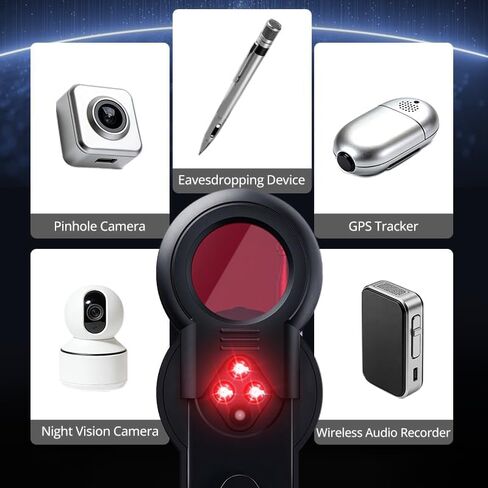 8-in-1 Hidden Camera Detector, Bug&Anti spy Detector,GPS Tracker Finder, RF Signal Detector with Telescopic Antenna, Infrared Lens Detection, Vibration & Sound Alerts, LED Flashlight in Kuwait