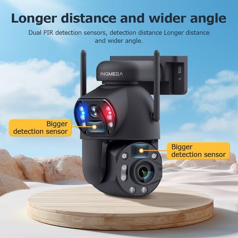 Solar Camera Outdoor Wireless, 6MP Dual View 36X Optical Zoom PTZ Security Camera, 2.4GHz WiFi, 50M Laser Infrared Night Vision, IP66 Waterproof for Home Yard Villa Farm Outdoor Surveillance in Kuwait