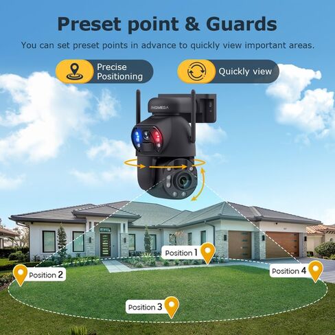 Solar Camera Outdoor Wireless, 6MP Dual View 36X Optical Zoom PTZ Security Camera, 2.4GHz WiFi, 50M Laser Infrared Night Vision, IP66 Waterproof for Home Yard Villa Farm Outdoor Surveillance in Kuwait