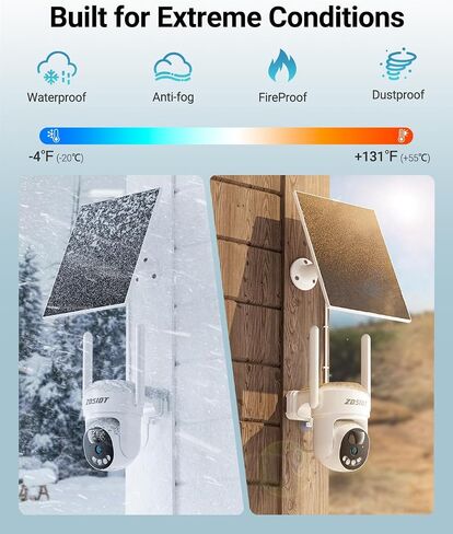 Solar Cellular Security Camera 24/7 Recording, No WiFi 4G LTE Camera Wireless Outdoor for Jobsite/Barn/Remote Areas, AI Detection, Human Tracking, 4MP Color Night Vision, Built-in Sim & 64GB TF Card in Kuwait