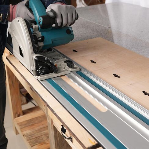 110" Guide Rail Kit Compatible with Makita SP6000J & Similar Track Saws | Includes 55" + 39" Rails, 2 Connectors & 2 Replacement Splinter Guards – CNC Large Holes for Easy Tool Box Carrying in Kuwait