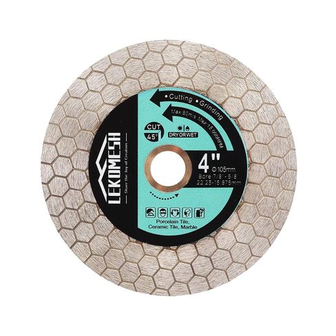 4.5 in Diamond Blade for Angle Grinder, 5/8"-11 Thread | For porcelain, ceramic, marble and granite cutting with light grinding; dry or wet use, multiple shallow passes recommended in Kuwait