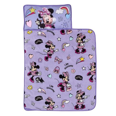 Disney Minnie Mouse I am Awesome Lavender and Pink Daisy Duck, Rainbow Hearts and Stars Toddler Nap Mat in Kuwait