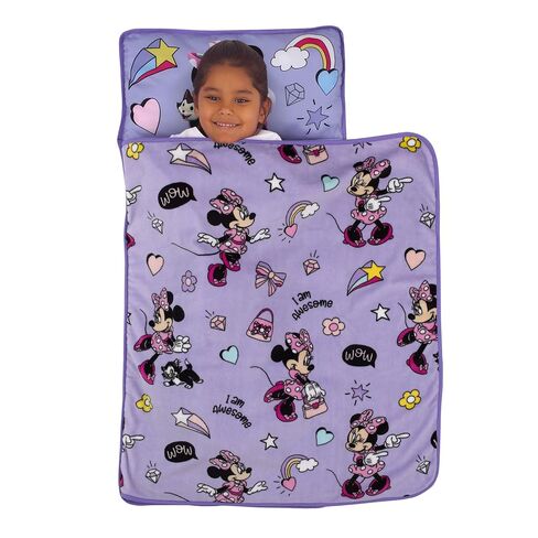 Disney Minnie Mouse I am Awesome Lavender and Pink Daisy Duck, Rainbow Hearts and Stars Toddler Nap Mat in Kuwait