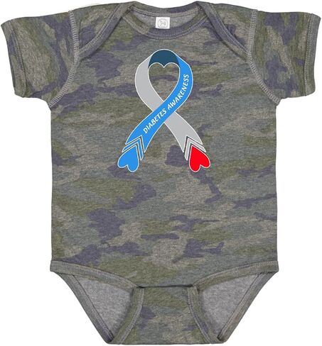 inktastic Diabetes Awareness- Blue and Gray Heart Ribbon Baby Bodysuit in Kuwait