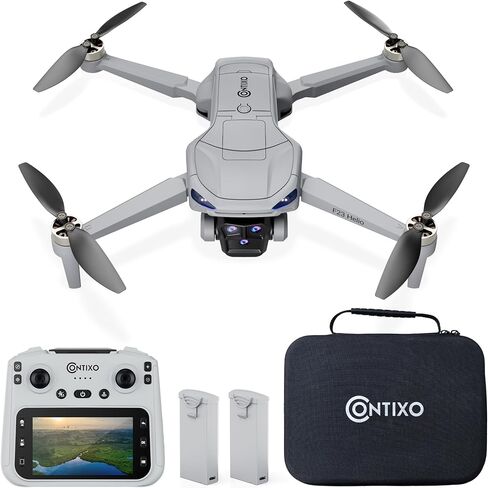 Contixo GPS Drone with Camera, 4.5" LCD Screen on Controller, FPV Drones, Orbit Mode, Auto Return Home, Follow Me for Adult Beginner, Brushless Drone Long Range Circle Fly, Under 249g in Kuwait