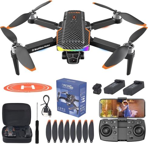 Drone with Camera for Adult Beginners and Kids,Foldable FPV,Brushless Motor,One Key Take Off/Land, Optical Flow Positioning, 360° Flip, Waypoint Fly,2Battery,Gift for adults,kids,beginners in Kuwait