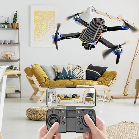 Drone with Camera for Adult Beginners and Kids,Foldable FPV,Brushless Motor,One Key Take Off/Land, Optical Flow Positioning, 360° Flip, Waypoint Fly,2Battery,Gift for adults,kids,beginners in Kuwait