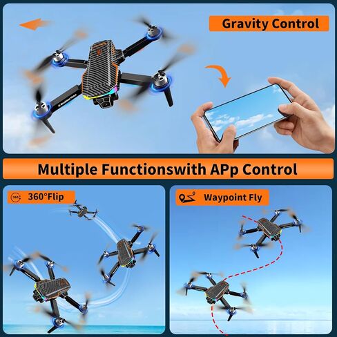 Drone with Camera for Adult Beginners and Kids,Foldable FPV,Brushless Motor,One Key Take Off/Land, Optical Flow Positioning, 360° Flip, Waypoint Fly,2Battery,Gift for adults,kids,beginners in Kuwait