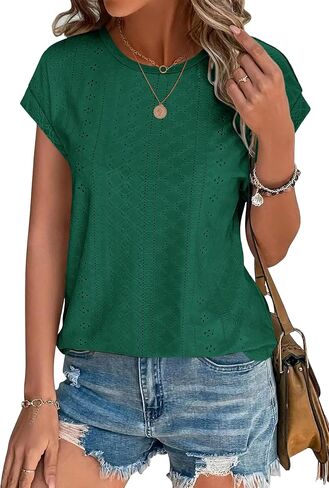 XIEERDUO Womens Tops Short Sleeve Shirts Blouses for Women Dressy Casual Cap Sleeve Tops with Curved Hem in Saudi Arabia