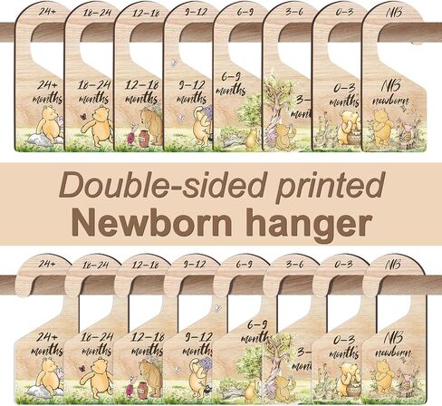 8PCS Classic Winnie Baby Closet Dividers for Newborn, the Pooh Baby Nursery Decor Wooden Hanger, Winnie Clothes Dividers for Closet, Double-Sided Printing in Kuwait