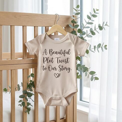A Beautiful Plot Twist to Our Story Baby Announcement Onesie, Funny Pregnancy Announcement Outfit for Grandparents to be,Baby Coming Soon Shower Reveal Idea Gift (oat) in Kuwait