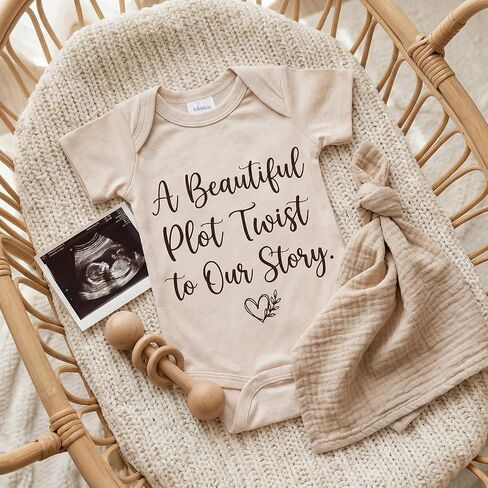 A Beautiful Plot Twist to Our Story Baby Announcement Onesie, Funny Pregnancy Announcement Outfit for Grandparents to be,Baby Coming Soon Shower Reveal Idea Gift (oat) in Kuwait