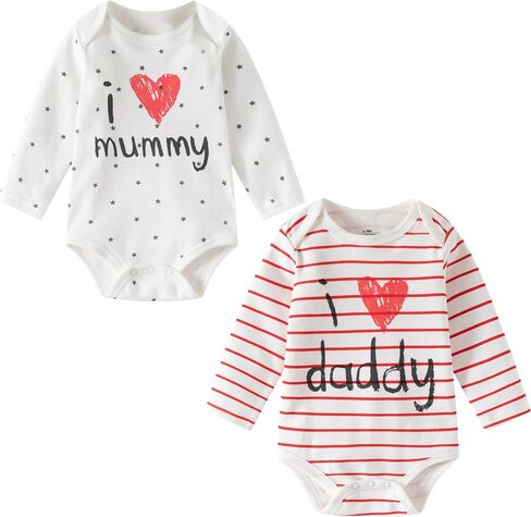 AOMOMO Baby Bodysuits 2 Pack, Cotton Short Sleeve Bodysuit Set with Snaps, White Baby Clothes in Kuwait