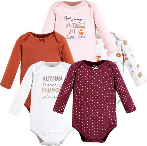 Hudson Baby Basics Infant Girls Cozy Long Sleeve Bodysuits 5-Pack in Kuwait