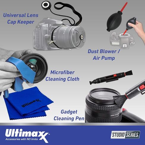 Ultimaxx Advanced Sony FE 50mm f/1.4 GM Lens Bundle - Includes: 2.2X Telephoto Zoom Lens Attachment, Protective UV Filter, Lens Hood, Universal Lens Cap Keeper & Much More (17pc Bundle) in Kuwait