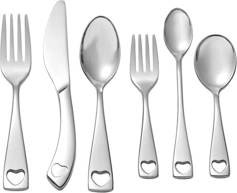 Oneida Little Love 6 Piece Fine Flatware Progress 18/10 Stainless Steel, Silverware Set | 18/10 stainless steel, mirror finish | includes feeding spoon, baby spoon, and fork | dishwasher safe in Kuwait