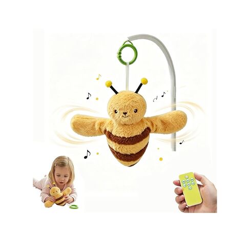 Baby Hanging Flying Bird Musical Toys for Stroller Car Seat Crib Play Gym | Ages 0-36 Months, Tummy Time, Sensory Music Toys, Plush with Clamp, Boys and Girls, Flapping Wings Bee/Birds Toy in Kuwait