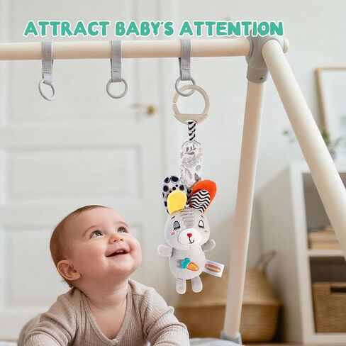 Baby Stroller Hanging Toy with Squeaker, High Contrast Sensory Toy for Newborns 0-6 Months, Car Seat & Crib Toy for Sensory Development, Perfect, Grey in Kuwait
