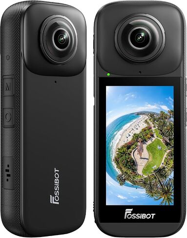 FOSSIBOT 2026 FC360 Waterproof 8K 360° Action Camera, Invisible Selfie Stick Effect, Image Stabilization, Built-in GPS, 3.0-inch Touchscreen, 360° Recording and Live Streaming (No Built-in Storage) in Kuwait