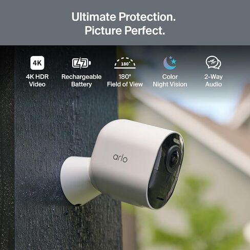 Arlo Ultra Add-On Security Camera 4K HDR (3rd Gen, 2025 Release) - Requires SmartHub, Wireless Outdoor Camera, Battery Power, Emergency Response, Event Caption, 1 Cam, White (Renewed) in Kuwait