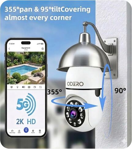 Light Bulb Security Camera -5G& 2.4GHz WiFi 2K Security Cameras Wireless Outdoor Motion Detection and Alarm,Two-Way Talk,Color Night Vision,Human Detection, Bulb Camera Compatible with Alexa in Kuwait