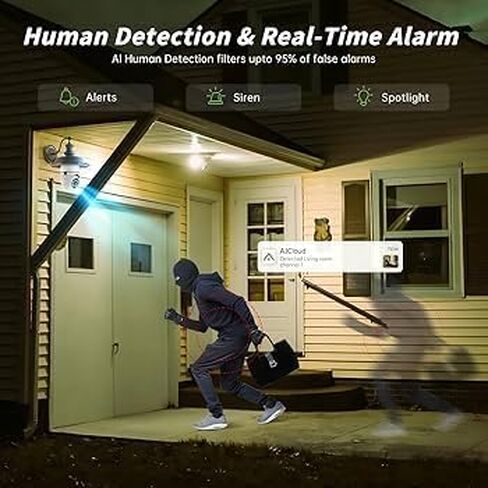Light Bulb Security Camera -5G& 2.4GHz WiFi 2K Security Cameras Wireless Outdoor Motion Detection and Alarm,Two-Way Talk,Color Night Vision,Human Detection, Bulb Camera Compatible with Alexa in Kuwait