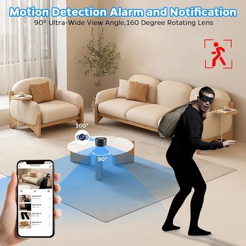 Indoor Security Camera | Clock & Wireless Charging, 1080P WiFi Cameras with Motion Detection, Night Vision, Local & Cloud Storage,with APP (Black) in Kuwait