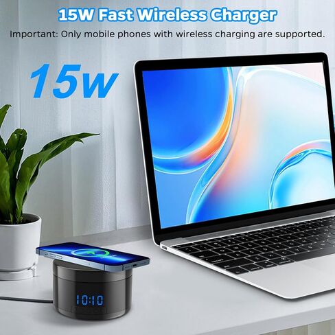 Indoor Security Camera | Clock & Wireless Charging, 1080P WiFi Cameras with Motion Detection, Night Vision, Local & Cloud Storage,with APP (Black) in Kuwait