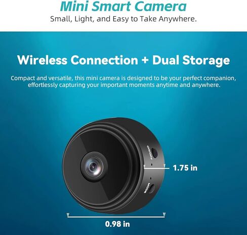 Hidden Camera Mini Spy Camera 1080P WiFi, Wireless Pet Camera Indoor Security Cam with Night Vision, Motion Detection, Nanny Cam for Home Baby Monitor, TF Card Storage-Black in Kuwait