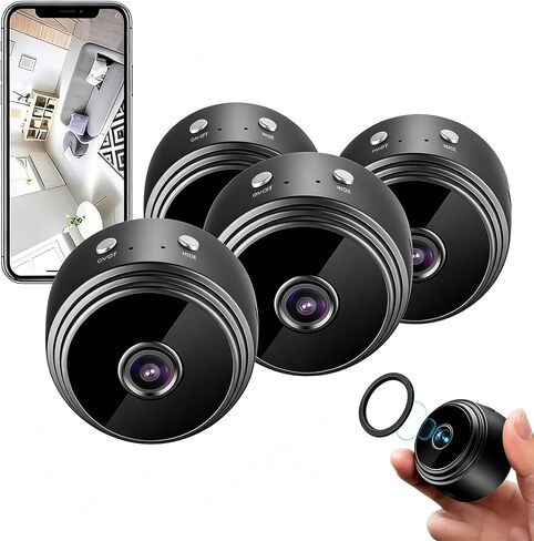 4Packs WiFi Hidden Camera 1080P Night Vision Home Security Cam Video Only | Portable Wireless Indoor Cam, Motion Detection, Remote Live Viewing, Easy Setup for Home Pet Baby Surveillance in Kuwait