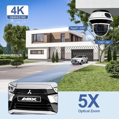 Anpviz UltraHD 4K 8MP PTZ POE IP Dome Camera Outdoor with 5X Optical Zoom | Two-Way Audio, Human Vehicle Detection, 512GB SD Slot, 100ft IR Night Vision, 350°pan & 90°tilt (U Series) in Kuwait