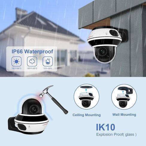 Anpviz UltraHD 4K 8MP PTZ POE IP Dome Camera Outdoor with 5X Optical Zoom | Two-Way Audio, Human Vehicle Detection, 512GB SD Slot, 100ft IR Night Vision, 350°pan & 90°tilt (U Series) in Kuwait